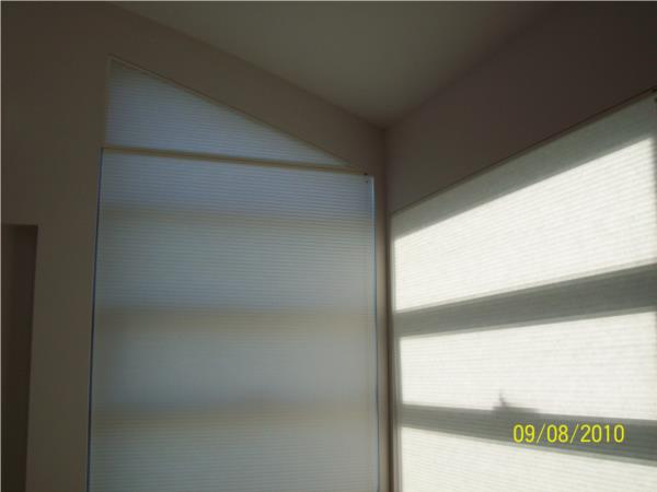 Angled View honeycomb blind butting standard blind