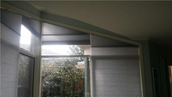 Light filter angled honeycomb blinds