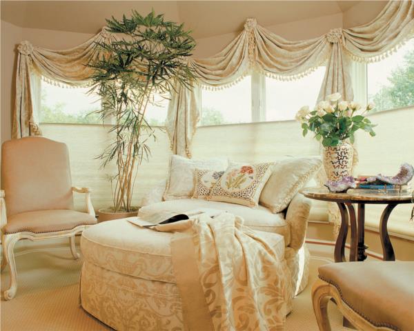 Light filtering honeycomb blinds in a formal room