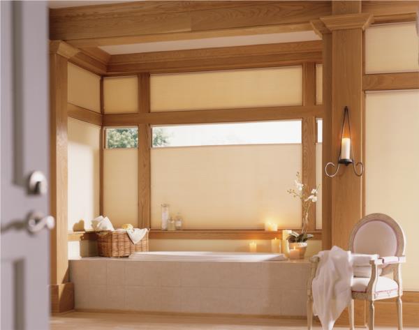 Mixed standard cordlock and TDBU honeycomb blinds