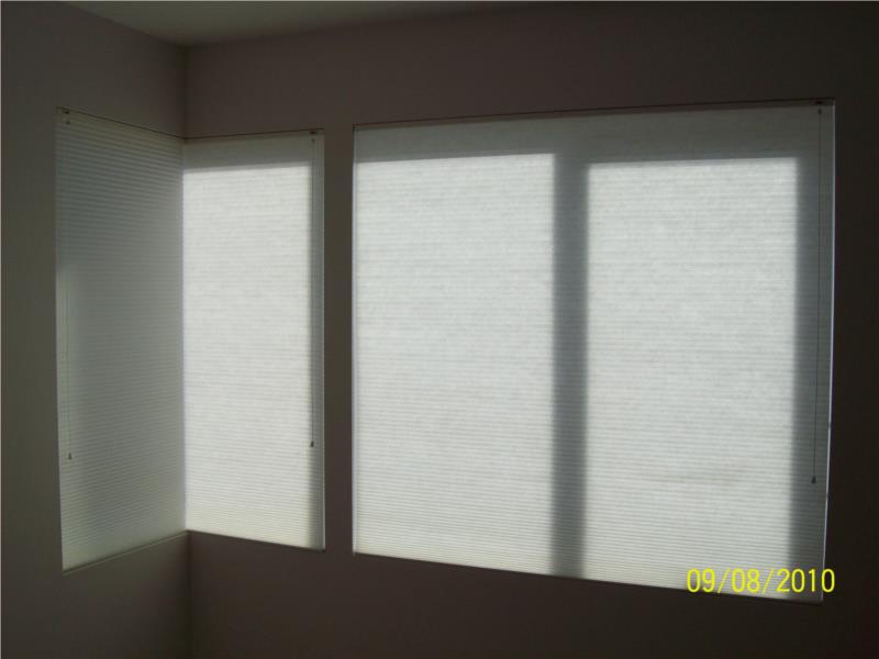 View light filtering honeycomb blinds in cotton