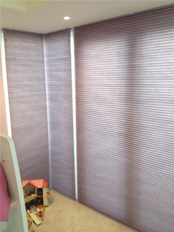 Portrait cordlock honeycomb blinds down